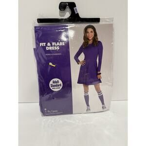 Purple Fit & Flare Dress Adult Standard Amscan Long Sleeve Costume NEW